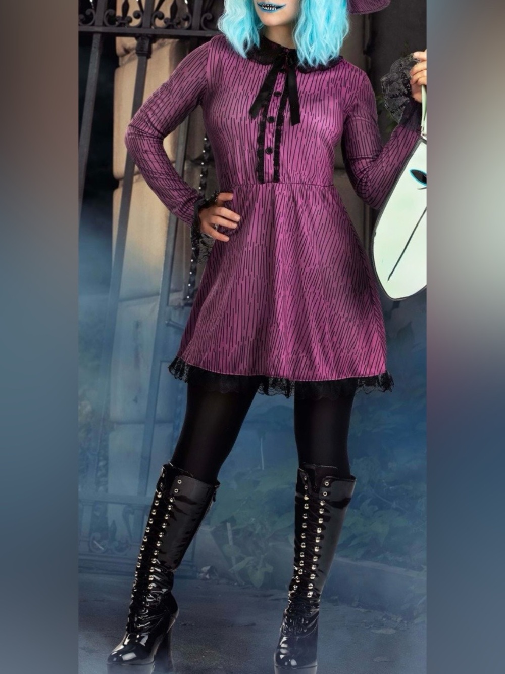 Adult Nightmare Before Christmas Shock Costume Dress Disney Costumes, Women’s M